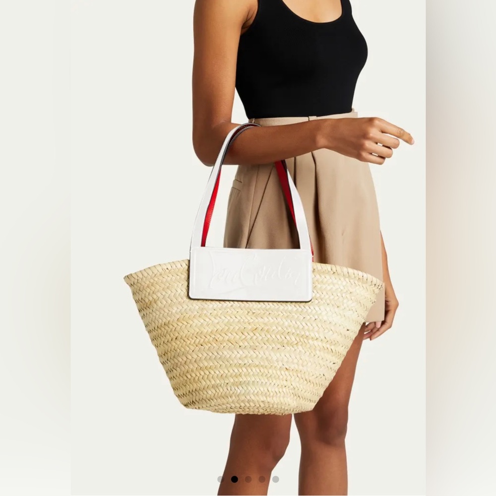 Christian Louboutin Loubishore Straw Tote in Naturel/Snow